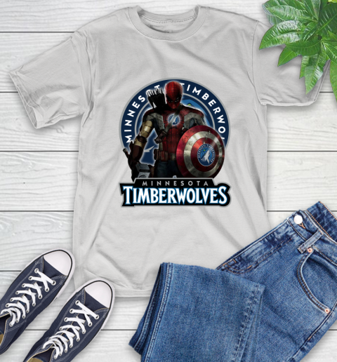 Minnesota Timberwolves NBA Basketball Captain America Thor Spider Man Hawkeye Avengers T-Shirt