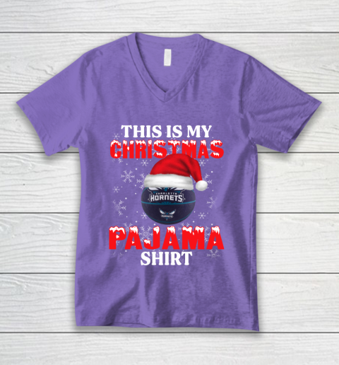Charlotte Hornets This Is My Christmas Pajama Shirt NBA V-Neck T-Shirt 8