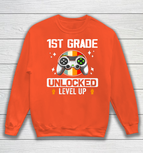 Next Level t shirts 1st Grade Unlocked Level Up Back To School First Grade Gamer Sweatshirt 3