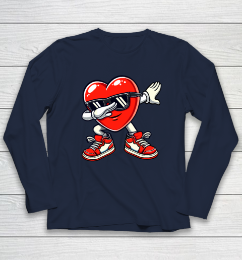 Dabbing Heart Funny Gifts Valentines Day Long Sleeve T-Shirt 2