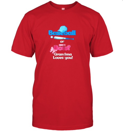 jb2e baseball or bows gender reveal shirt grandma loves you jersey t shirt 60 front red