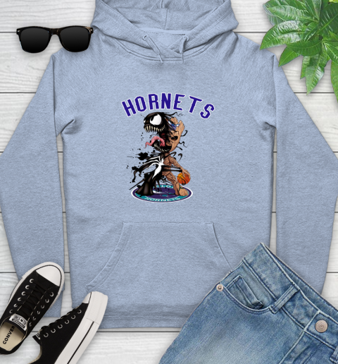 NBA Charlotte Hornets Basketball Venom Groot Guardians Of The Galaxy Youth Hoodie 10
