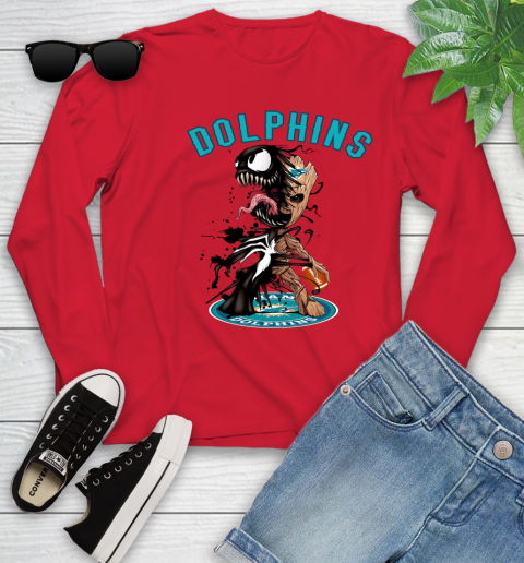 NFL Miami Dolphins Football Venom Groot Guardians Of The Galaxy Youth Long Sleeve 11