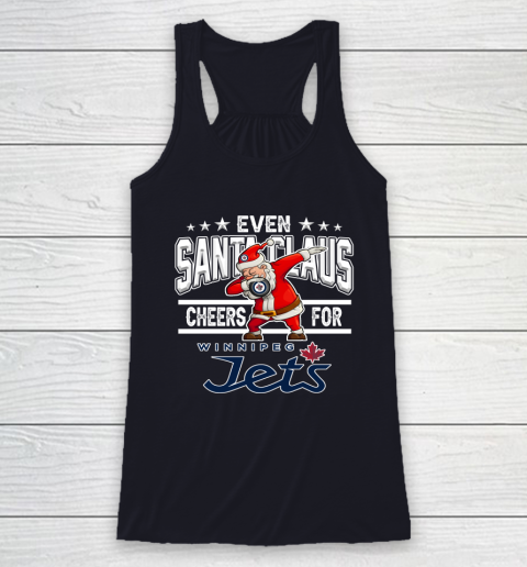 Winnipeg Jets Even Santa Claus Cheers For Christmas NHL Racerback Tank 7