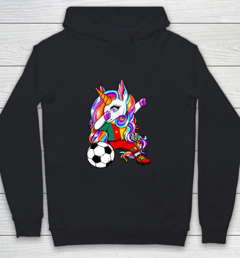 Dabbing Unicorn Cameroon Soccer Fans Jersey Flag Football Youth Hoodie