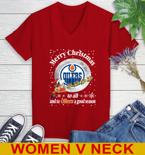Edmonton Oilers Merry Christmas To All And To Oilers A Good Season NHL Hockey Sports Women's V-Neck T-Shirt 10