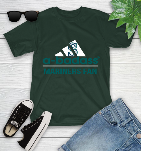 MLB A Badass Seattle Mariners Fan Adidas Baseball Sports Youth T-Shirt 5