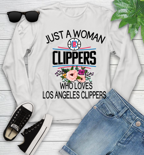 NBA Just A Woman Who Loves Los Angeles Clippers Basketball Sports Youth Long Sleeve