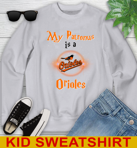 MLB Baseball Harry Potter My Patronus Is A Baltimore Orioles Youth Sweatshirt 4 MLB Baseball Harry Potter My Patronus Is A Baltimore Orioles Youth Sweatshirt - Image 4