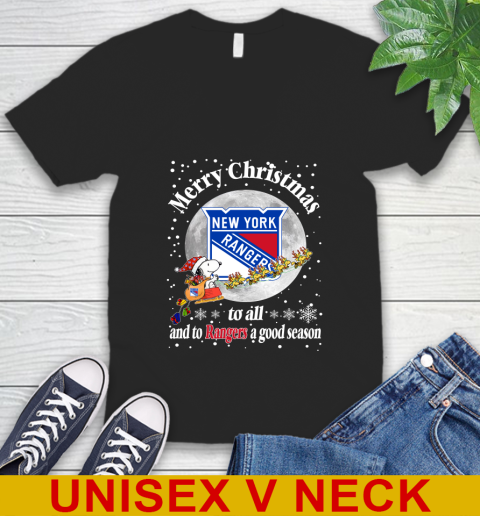 New York Rangers Merry Christmas To All And To Rangers A Good Season NHL Hockey Sports V-Neck T-Shirt