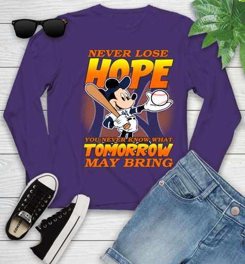 New York Yankees MLB Baseball Mickey Disney Never Lose Hope Youth Long Sleeve 4