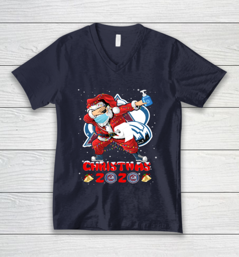 Colorado Avalanche Funny Santa Claus Dabbing Christmas 2020 NHL V-Neck T-Shirt 2