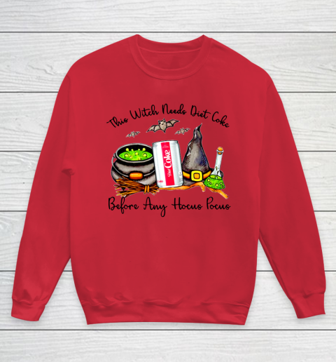 Hocus Pocus Halloween  This Witch Need Diet Coke Youth Sweatshirt 4