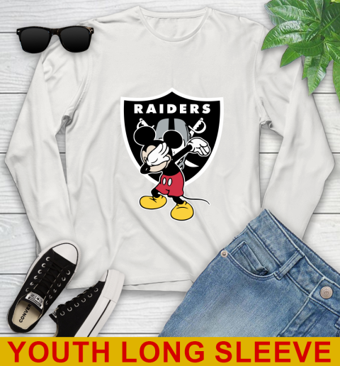 Oakland Raiders NFL Football Dabbing Mickey Disney Sports Youth Long Sleeve 12