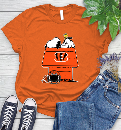 Cincinnati Bengals NFL Football Snoopy Woodstock The Peanuts Movie Women's T-Shirt 4