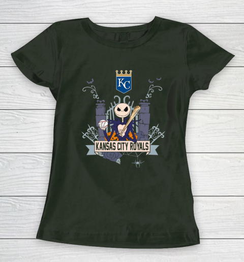MLB Kansas City Royals Baseball Jack Skellington Halloween Women's T-Shirt 4