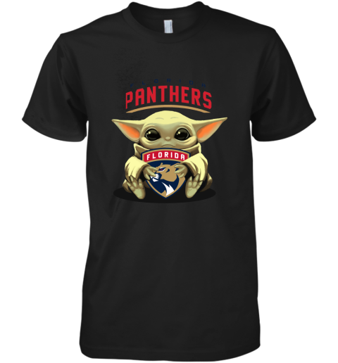 Baby Yoda Hugs The Florida Panthers Ice Hockey Premium Men's T-Shirt