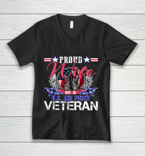 Veteran Shirt Vintage Proud Wife Of A U S Air Force Veteran V-Neck T-Shirt