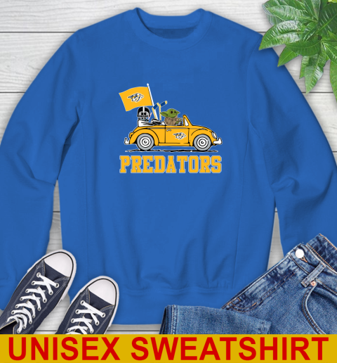 NHL Hockey Nashville Predators Darth Vader Baby Yoda Driving Star Wars Shirt Sweatshirt 9