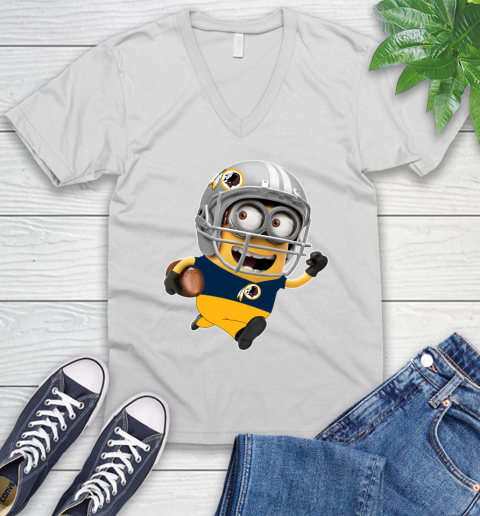 NFL Washington Redskins Minions Disney Football Sports V-Neck T-Shirt