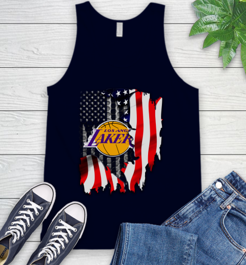 Los Angeles Lakers NBA Basketball American Flag Tank Top 2