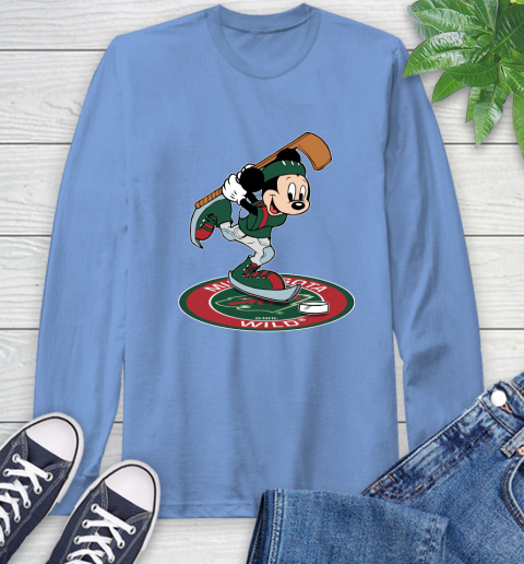 NHL Hockey Minnesota Wild Cheerful Mickey Disney Shirt Long Sleeve T-Shirt 12