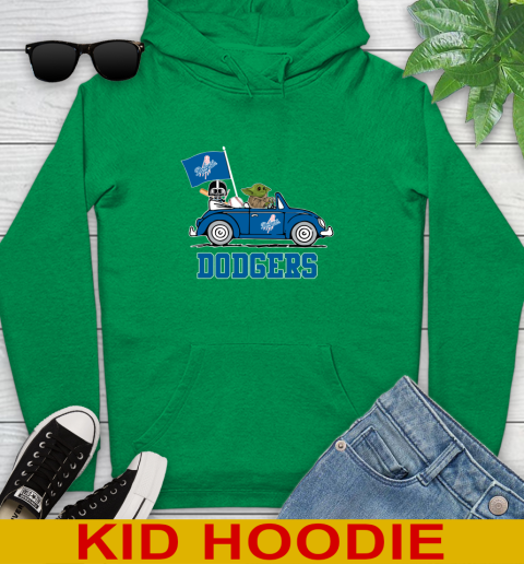 MLB Baseball Los Angeles Dodgers Darth Vader Baby Yoda Driving Star Wars Shirt Youth Hoodie 8