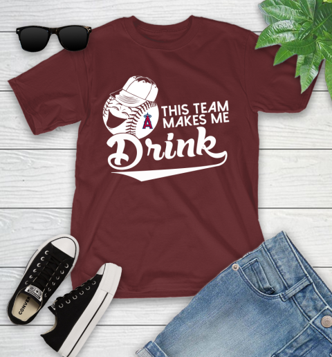 Los Angeles Angels MLB Baseball This Team Makes Me Drink Adoring Fan Youth T-Shirt 14