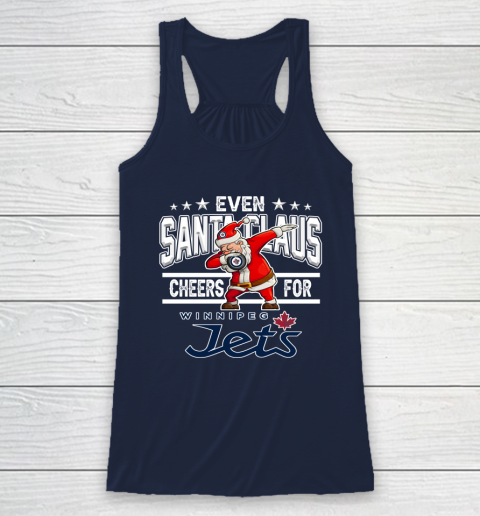 Winnipeg Jets Even Santa Claus Cheers For Christmas NHL Racerback Tank 8
