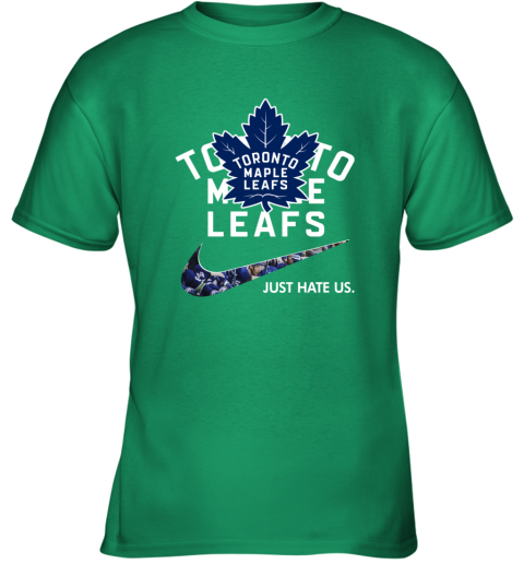 NHL  Toronto mapple leafs x Nike Just Hate Us tv1z nhltoronto mapple leafs x nike just hate us youth t shirt 26 front irish green