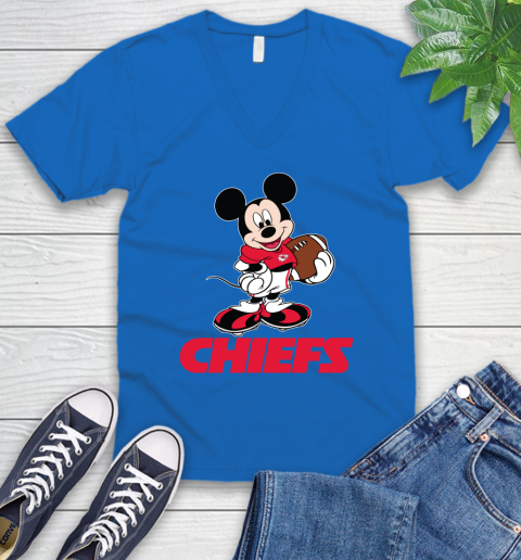 NFL Football Kansas City Chiefs Cheerful Mickey Mouse Shirt V-Neck T-Shirt 6