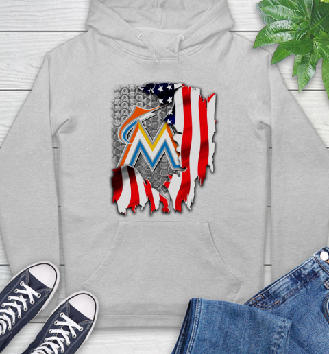 Miami Marlins MLB Baseball American Flag Hoodie 6