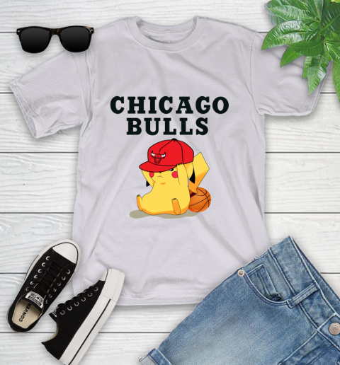 NBA Pikachu Basketball Sports Chicago Bulls Youth T-Shirt 4