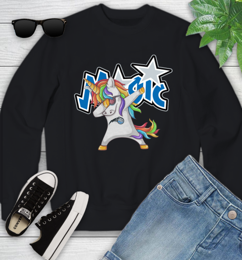 Orlando Magic NBA Basketball Funny Unicorn Dabbing Sports Youth Sweatshirt 2