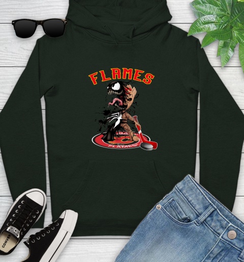 NHL Calgary Flames Hockey Venom Groot Guardians Of The Galaxy Youth Hoodie 13
