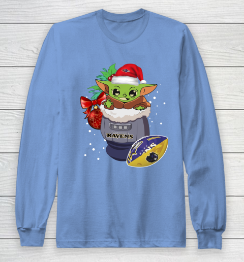 Baltimore Ravens Christmas Baby Yoda Star Wars Funny Happy NFL Long Sleeve T-Shirt 11