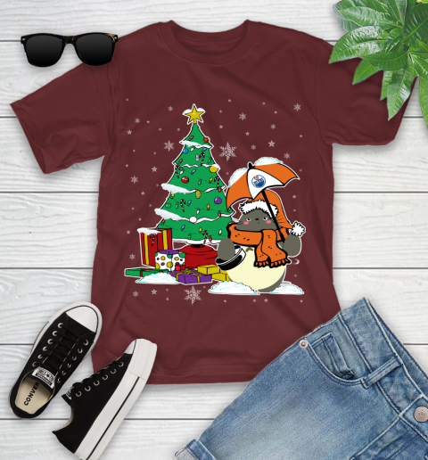 Edmonton Oilers NHL Hockey Cute Tonari No Totoro Christmas Sports Youth T-Shirt 14
