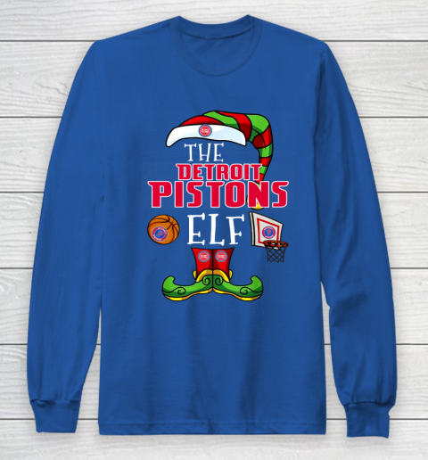 Detroit Pistons Christmas ELF Funny NBA Long Sleeve T-Shirt 6