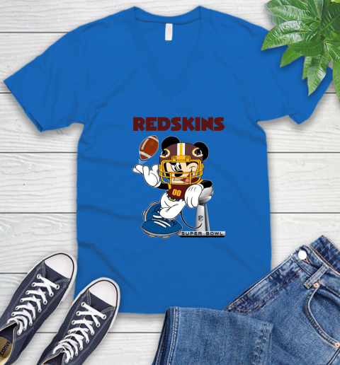 NFL Washington Redskins Mickey Mouse Disney Super Bowl Football T Shirt V-Neck T-Shirt 6