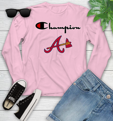 MLB Baseball Atlanta Braves Champion Shirt Youth Long Sleeve 8