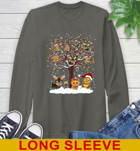 Yorkie dog pet lover light christmas tree shirt 64