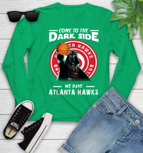 NBA Come To The Dark Side We Have Atlanta Hawks Star Wars Darth Vader Basketball Youth Long Sleeve 7