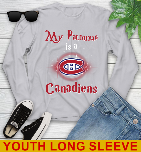 NHL Hockey Harry Potter My Patronus Is A Montreal Canadiens Youth Long Sleeve 5