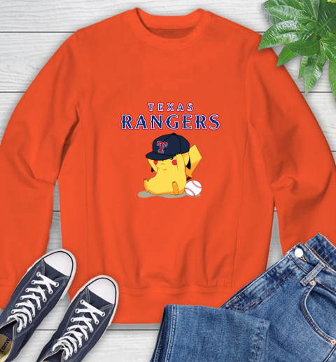 MLB Pikachu Baseball Sports Texas Rangers Sweatshirt 4