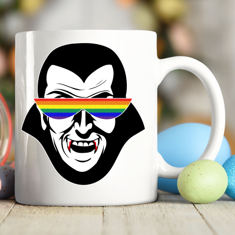 Gay Dracula Rainbow Sunglasses Vampire LGBT Ceramic Mug 11oz