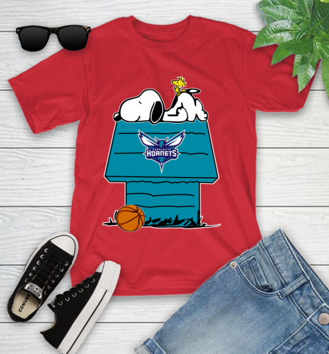 Charlotte Hornets NBA Basketball Snoopy Woodstock The Peanuts Movie Youth T-Shirt 10