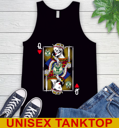 NBA Basketball Milwaukee Bucks The Queen Of Hearts Card Shirt Tank Top