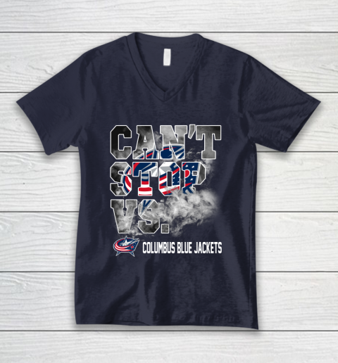NHL Columbus Blue Jackets Hockey Can't Stop Vs V-Neck T-Shirt 2