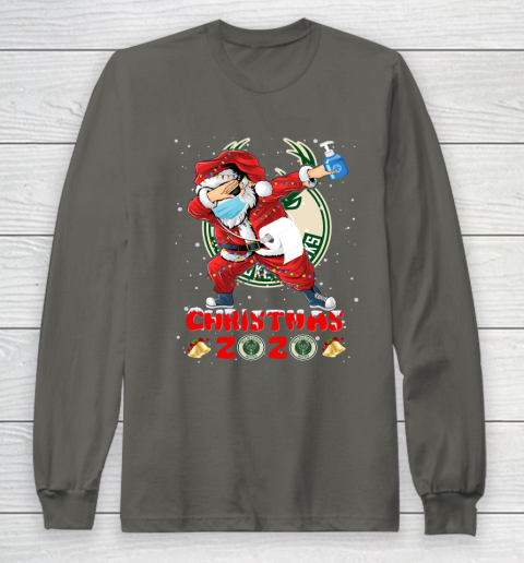 Milwaukee Bucks Funny Santa Claus Dabbing Christmas 2020 NBA Long Sleeve T-Shirt 5