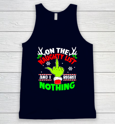 Funny On The List Of Naughty And I Regret Nothing Christmas Tank Top 2
